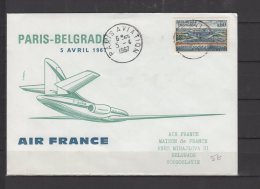 Première Liaison Aérienne -Paris Belgrade  - Caravelle - Air France - 05/04/1967 - Erst- U. Sonderflugbriefe