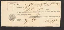 Württemberg Postschein Von 1862 Mit L 2 Aus Öhringen Fahrpost-Recepisse - Brieven En Documenten