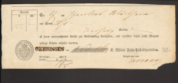 Württemberg Postschein Von 1864 Mit  L 1 Aus Öhringen Fahrpost-Recepisse - Cartas & Documentos