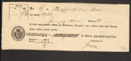Württemberg Postschein Von 1863 Mit  L 1 Aus Öhringen Fahrpost-Recepisse - Covers & Documents