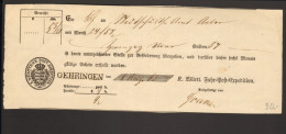 Württemberg Postschein Von 1863 Mit  L 1 Aus Öhringen Fahrpost-Recepisse - Cartas & Documentos