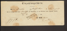 Württemberg Einzahlungsschein Von 1862 Mit  L 2 Aus Öhringen - Lettres & Documents