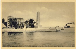 THE SUEZ CANAL. WARMEMORIAL AT THE ENTRANCE OF THE CANAL NEAR PORT TEWFIK - 2 Scans - Sues