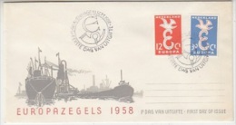 Europa Cept 1958 Netherlands 2v  FDC (F1674) - 1958