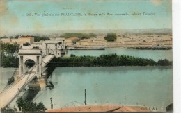 CPA 30 BEAUCAIRE VUE GENERALE LE RHONE ET LE PONT SUSPENDU RELIANT TARASCON 1915 - Beaucaire