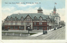 View From Union Depot Showing Woodruff Inn Joliet Ill Kropp Co - Joliet