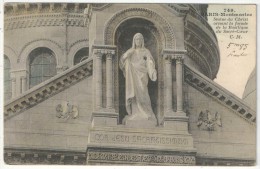 75 - PARIS - Montmartre - Statue Du Christ Ornant La Façade De La Basilique Du Sacré-Coeur - CM 749 - 1910 - Statue