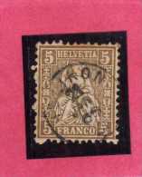 SWITZERLAND - SUISSE - SCHWEIZ - SVIZZERA 1862 HELVETIA CENT. 5 BISTER BROWN USATO USED - Usati