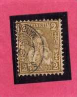 SWITZERLAND SUISSE SCHWEIZ SVIZZERA 1867 1868 HELVETIA CENT. 2 BISTER USATO USED OBLITERE' - Used Stamps