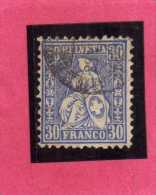 SWITZERLAND - SUISSE - SCHWEIZ - SVIZZERA 1867 1868 HELVETIA CENT. 30 ULTRA USATO USED - Used Stamps