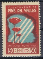 Viñeta PINS Del VALLES (barcelona), 50 Cts, Guerra Civil  Impuestos Municipales ** - Viñetas De La Guerra Civil