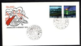 VULCAN VOLCAN VOLCANO VULCANO ERUPTION GEOLOGY GEOLOGIE GEOLOGIA NATURE ICELAND ISLAND 1975  FDC MI 500 501 - Vulkane