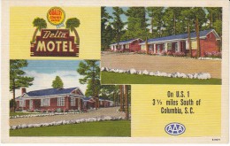 Columbia South Carolina, Delta Motel, Lodging, C1940s Vintage Linen Postcard - Columbia