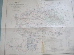 Carte Du Canton De THIEBLEMONT (Marne) - 1 / 80 000ème - 1875. - Topographische Karten