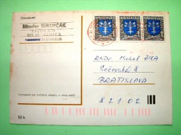 Slovakia 1993 Postcard To Bratislava - Dubnica Arms Oak - Briefe U. Dokumente