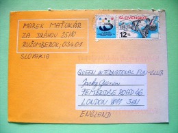 Slovakia 1999 Cover To England - Ski - Briefe U. Dokumente