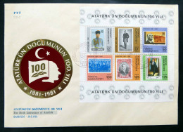 Atatürk-Block 1981, Bl. 19 Auf Dekorativem FDC - Blocs-feuillets