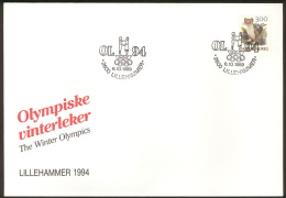 NORWAY «Lillehammer Winter Olympics 1994» - Official Cacheted Cover On National Stamp Day 1989 - Winter 1994: Lillehammer