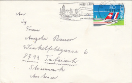 1015- PLANE, BASEL AIRPORT, MEILEN TOWN SPECIAL POSTMARK, STAMPS ON COVER, 1979, SWITZERLAND - Storia Postale