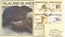 Falkland Islands .(Lion De Mer,élephant De Mer Austral,otarie à Crinière,etc)  Yv.nr 476/79 Lettre Adressée En Australie - Antarctic Wildlife