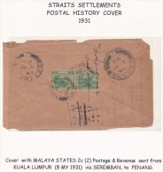 StraitsSettlements1931:Cover Kuala-Lumpur-Penang - Other & Unclassified