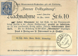 NN Karte  "Berner Volkszeitung"  Herzogenbuchsee - Niederbipp        1903 - Covers & Documents