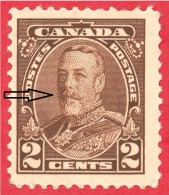 Canada #  166 Rare 2 Moustaches Var. -  2 Cents  - Mint N/H - Dated  1930-31 - G. V "Arch/Leaf" Issue - Ungebraucht