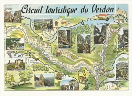 Cp, Carte Géographique, Les Gorges Du Verdon, Voyagée 1976 - Carte Geografiche