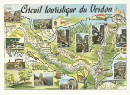 Cp, Carte Géographique, Les Gorges Du Verdon, Voyagée 1976 - Landkarten