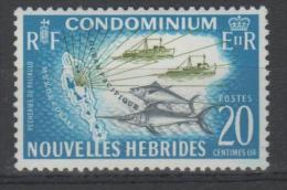 New Hebrides French. Map, Fish. 1965. MH Stamp. SCV = 3.00 - Usati