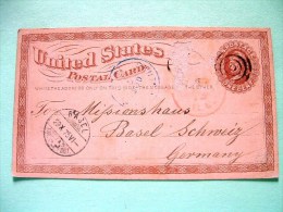 USA 1875 Pre Paid Postcard Central City, Illinois To Basel, Switzerland - There Is A Scratch In The Middle - Nice Mut... - Covers & Documents