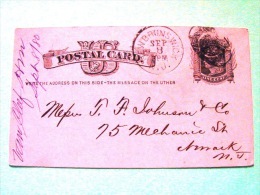 USA 1880 Pre Paid Postcard Newbrunswick To Newark N.Y. - Cartas & Documentos