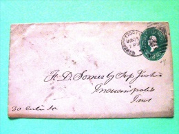 USA 1890 Pre Paid Cover Cambridge To Indianapolis - Washington - Briefe U. Dokumente