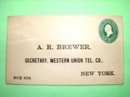 USA 1890 Pre Paid Cover To New York (seems Unused) - Western Union - Washington - Brieven En Documenten