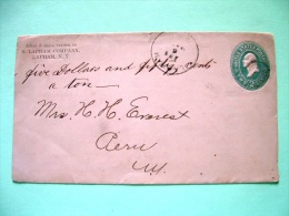 USA 1890 Pre Paid Postcard Lapham To Peru N.Y. - Washington - Briefe U. Dokumente