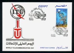 EGYPT / 1993 / ITU / UIT / WORLD TELECOMMUNICATION DAY / DISH AERIAL / SATELLITE / FDC - Cartas & Documentos