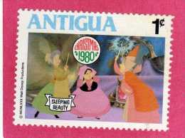 ANTIGUA 1980 WALT DISNEY CARTOON CINEMA CHRISTMAS SLEEPING BEAUTY 1C NATALE NOEL WEIHNACHTEN NAVIDAD MNH - 1960-1981 Autonomie Interne