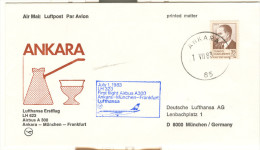 Ankara Munchen Munich Frankfurt 1983 - 1er Vol First Flight - Erstflug - Airbus - Allemagne Turquie Deutschland - Cartas & Documentos