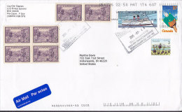 Canada Airmail Par Avion Label POINTE-CLAIRE (Que.) 2005 Cover Lettre To INDIANAPOLIS USA 4-Block & Ship Schiff Stamps - Aéreo