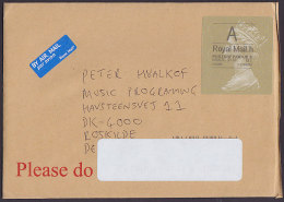 Great Britain Airmail Par Avion Royal Mail Label BIG Imperf. Gold (ATM / Frama) Label 2013 Cover To ROSKILDE Denmark - Covers & Documents