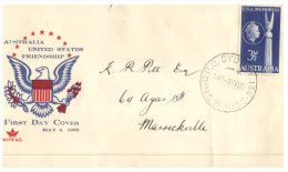 (200) Australia FDC Cover - 1955 - USA Australia Friendship (3 Different Colours) - Erst- U. Sonderflugbriefe