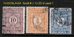 YUGOSLAVIA    Scott  # J 12-20  VF USED - Impuestos