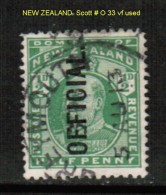 NEW ZEALAND    Scott  # O 33  VF USED - Dienstmarken