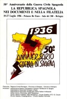 50° ANNIVERSARIO GUERRA DI SPAGNA 1936. CARTOLINE FRANCOBOLLI E STORIA POSTALE. LIBRICINO 1986 - Italy