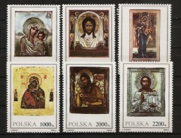 Pologne Polska 1991 N° 3127 / 32 ** Tableau, Religion, Icônes, Ziemi Lubuska, Mère De Dieu De Nazareth, Christ, Sauveur - Ongebruikt