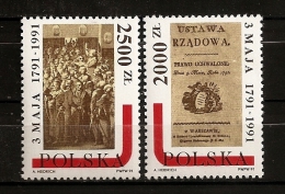 Pologne Polska 1991 N° 3134 / 5 ** Constitution Du 3 Mai, Page-titre, Pères, Bébé, Epée, Main Levée, Gentilhomme - Unused Stamps