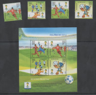 INDIA , 2014, MNH, WORLD CUP BRAZIL 2014, 4v +SHEETLET - 2014 – Brasil