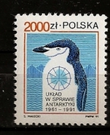 Pologne Polska 1991 N° 3139 ** Animal, Manchot, Paysage, Carte, Banquise, Traité, Antarctique, Polaire, Austral - Unused Stamps