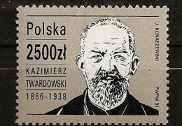 Pologne Polska 1991 N° 3151 ** Kazimierz Jerzy Skrzypna-Twardowski, Philosophe, Psychologue, Portrait, Psychisme - Neufs