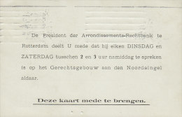 Netherlands ARRONDISSEMENTS-RECHTBANK, ROTTERDAM 1908 Card Karte (2 Scans) - Covers & Documents